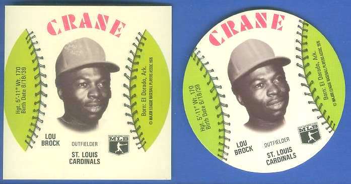 1976 Crane SQUARE-CUT PROOF - LOU BROCK with Regular Disc (Cardinals) Baseball cards value
