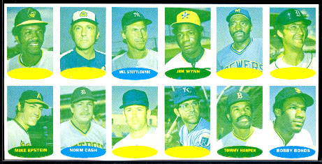 1974 Topps Stamps PROOF SHEET Cyan/Yellow - PHIL NIEKRO/Bobby Bonds Baseball cards value