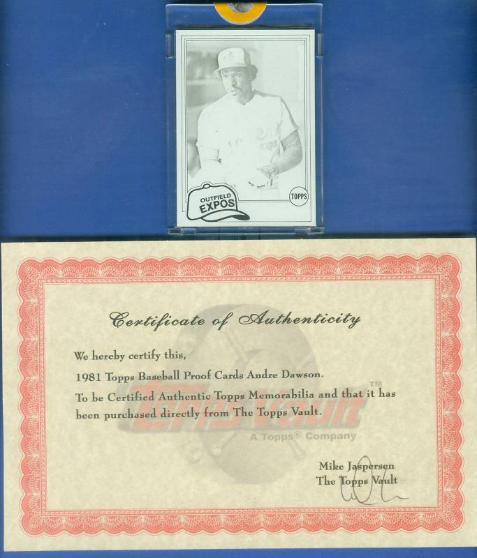 1981 Topps PROOF Black/White - ANDRE DAWSON (Expos) Baseball cards value