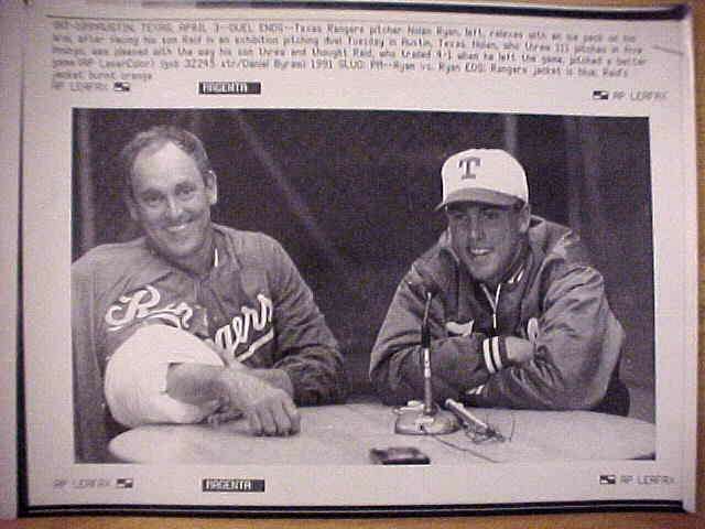 WIREPHOTO: Nolan Ryan - [04/03/91] 'Duel Ends' (Rangers) Baseball cards value