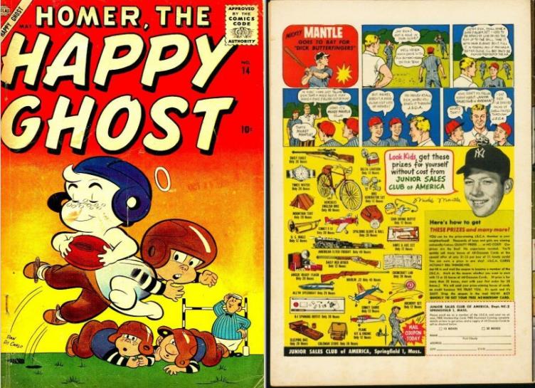 Comic: 1956 Homer the Happy Ghost - MICKEY MANTLE AD on back !!! Baseball cards value