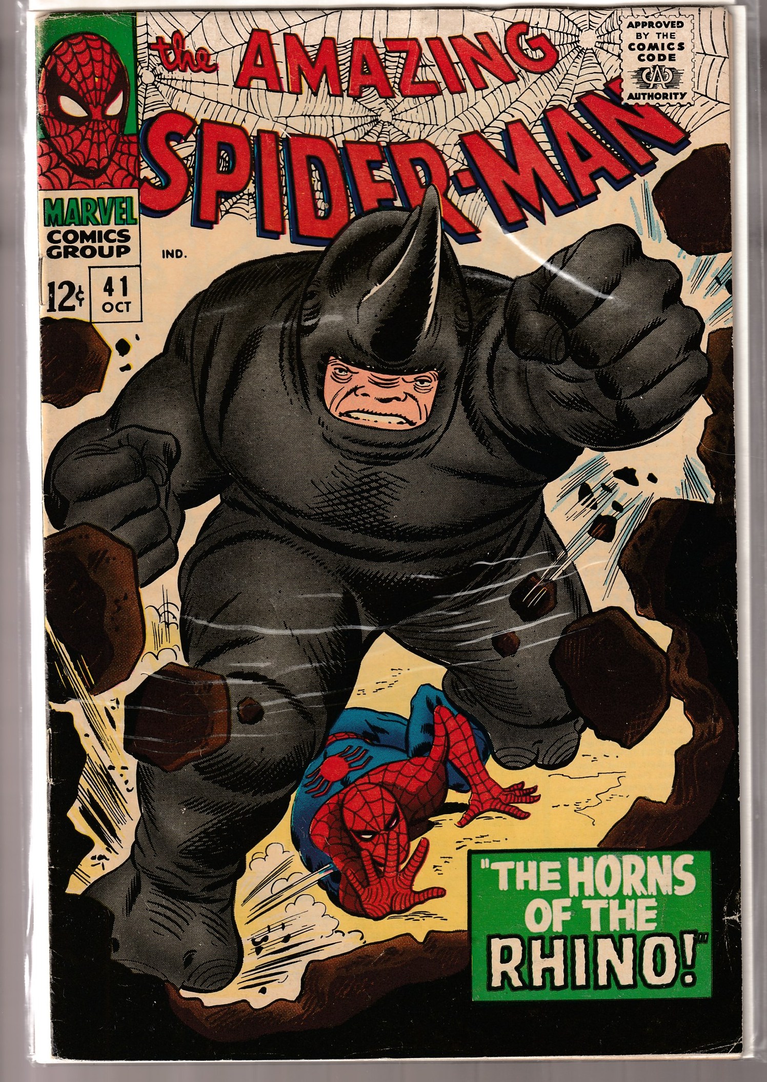  Comic: AMAZING SPIDER-MAN # 41 (1966) 'Horns of the Rhino' FIRST RHINO Baseball cards value