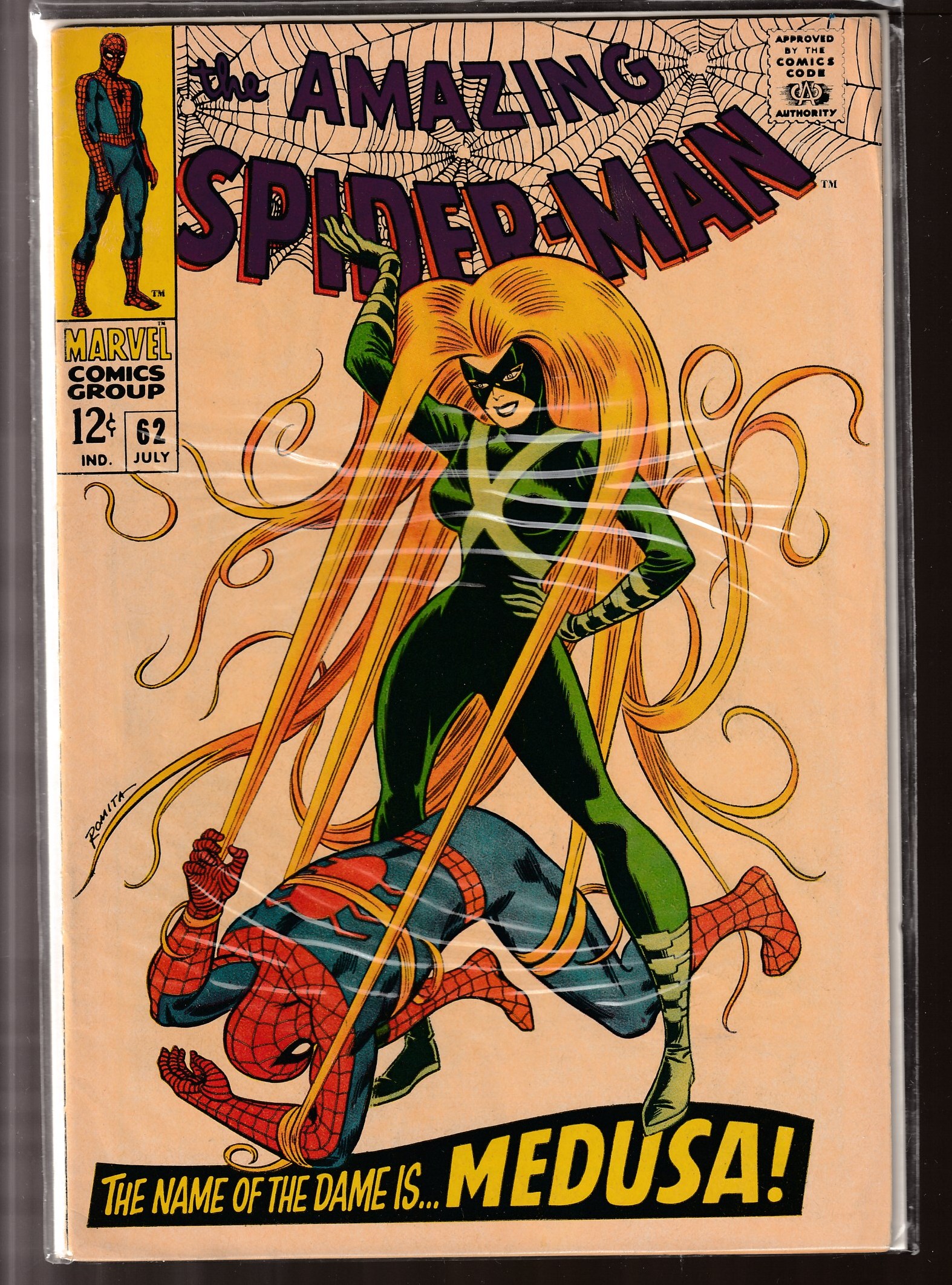  Comic: AMAZING SPIDER-MAN # 62 (1968) 'The Name of the Dame is MEDUSA!' Baseball cards value