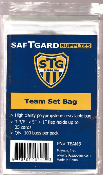 TEAM SET BAGS FOR TRADING CARDS 200 CLEAR RESEALABLE BAGS 3 3/8 x 4 x 1 1/8 NEW 