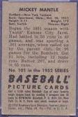 1952 Bowman Baseball card back