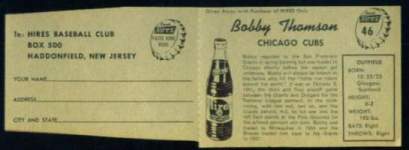 1958 Hire Root Beer  Baseball card back
