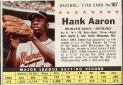 1961 Post Baseball card front