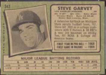 1971 Topps Steve Garvey baseball card back