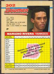 1992 Bowman Baseball card back