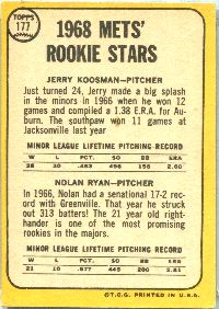 Nolan Ryan Items  Baseball card back