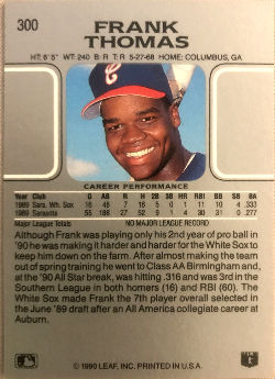 Frank Thomas Cards & Items  Baseball card back
