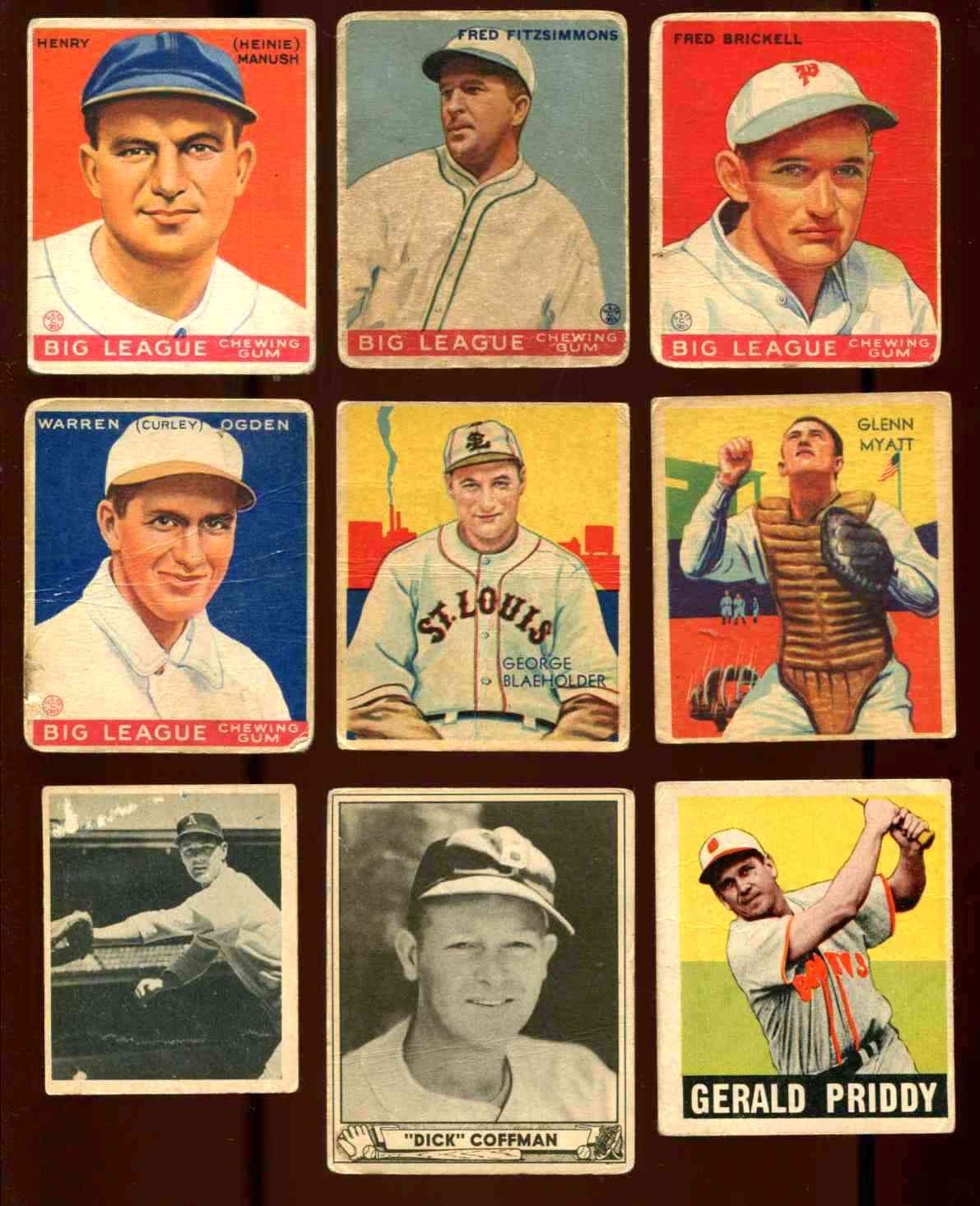 1933 Goudey #130 Fred Fitzsimmons [#x] (NY Giants)  cards value