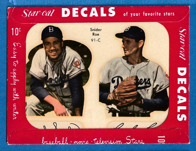 1952 Star Cal Decal [small] #91-C Duke Snider/Preacher Roe (Dodgers)  cards value