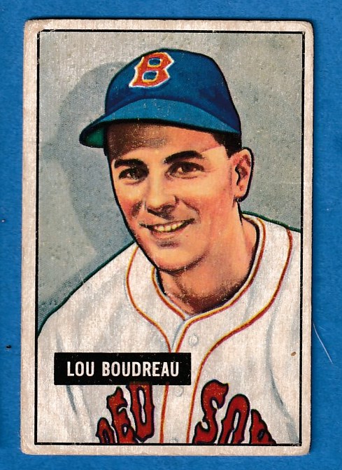 1951 Bowman # 62 Lou Boudreau (Red Sox, Hall-of-Famer)  cards value