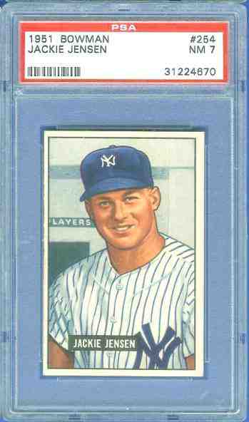 1951 Bowman #254 Jackie Jensen ROOKIE (Yankees)  cards value