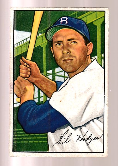 1952 Bowman # 80 Gil Hodges (Brooklyn Dodgers,HOF)  cards value