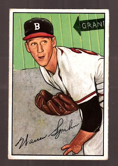 1952 Bowman #156 Warren Spahn (Boston Braves)  cards value