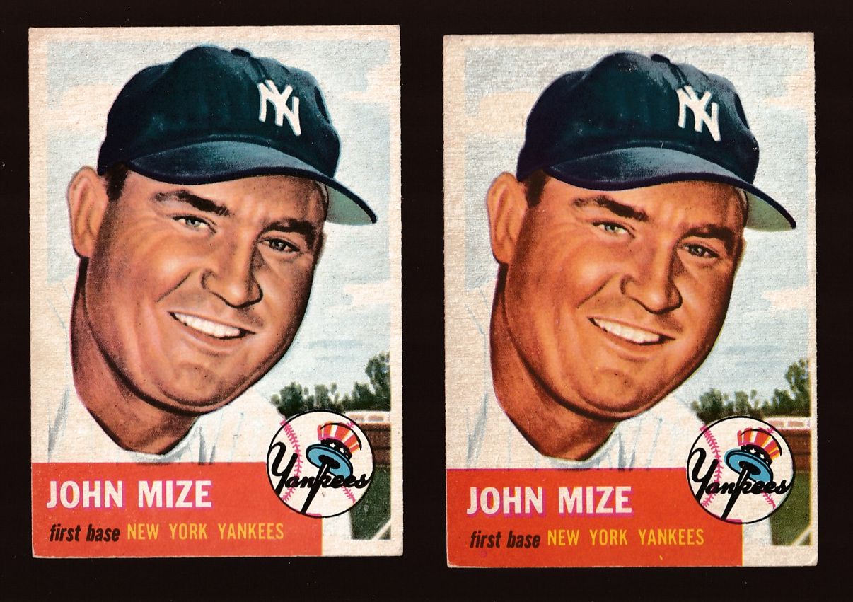 1953 Topps # 77 John Mize [#] (Yankees)  cards value
