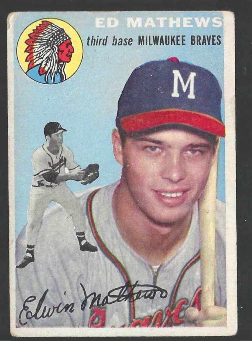 1954 Topps # 30 Ed Mathews [#ll] (Braves)  cards value