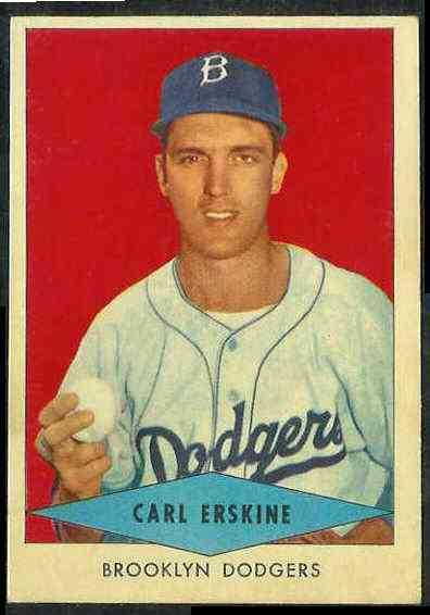 1954 Red Heart - Carl Erskine SHORT PRINT (Dodgers)  cards value