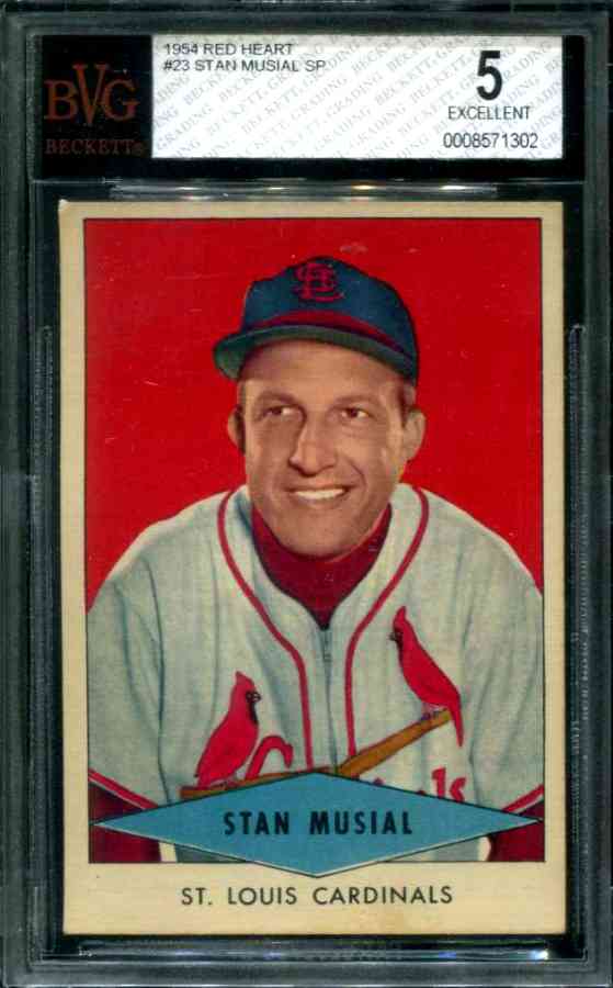 1954 Red Heart - Stan Musial SHORT PRINT (Cardinals)  cards value