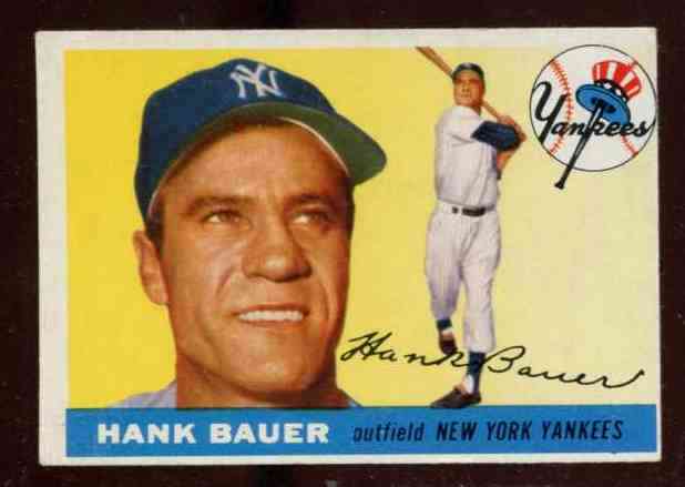 1955 Topps #166 Hank Bauer SCARCE HIGH NUMBER (Yankees)  cards value