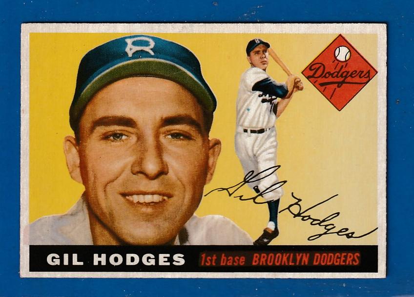 1955 Topps #187 Gil Hodges SCARCE HIGH NUMBER [#] (Brooklyn Dodgers)  cards value
