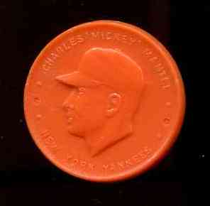 1955 Armour COIN - Mickey Mantle (error:'Mantel') ORANGE (Yankees)  cards value