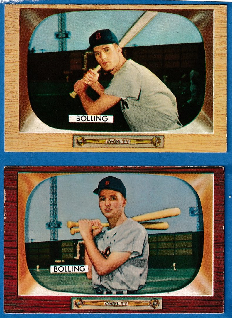 1955 Bowman # 48B Milt Bolling [VAR:CORRECTED Red Sox/Red Sox]  cards value