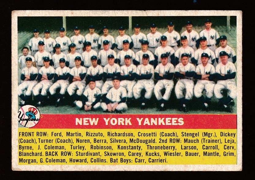 1956 Topps #251 Yankees TEAM card UER  cards value
