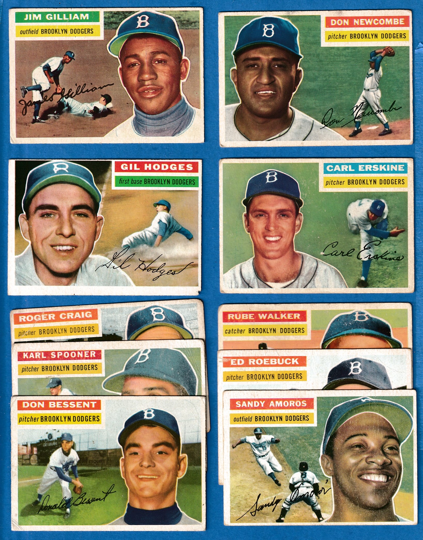 1956 Topps  - DODGERS - Starter Team Set/Lot (13 different w/STARS!)  cards value