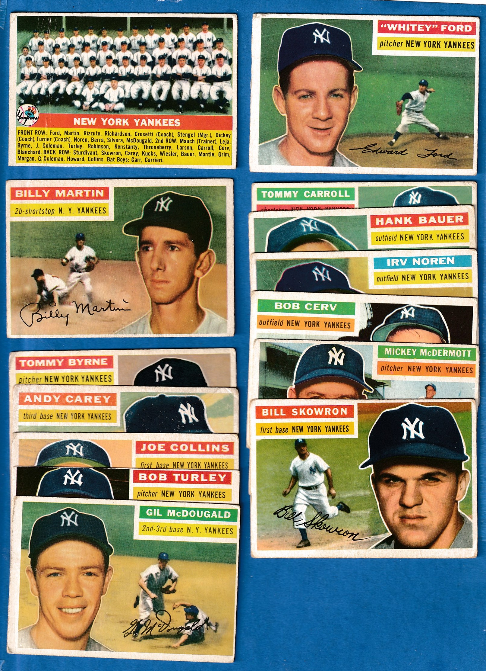 1956 Topps  - YANKEES - Team Lot of (7) w/Don Larsen & Moose Skowron  cards value