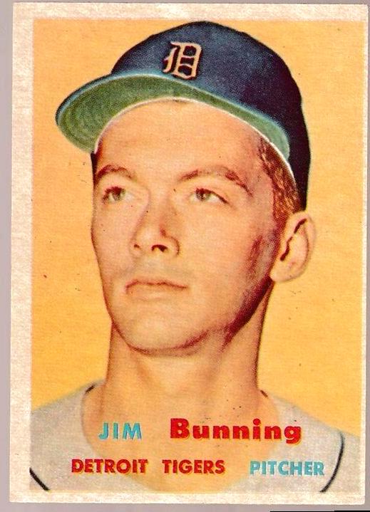 1957 Topps #338 Jim Bunning ROOKIE SCARCE MID SERIES [#] (Tigers)  cards value