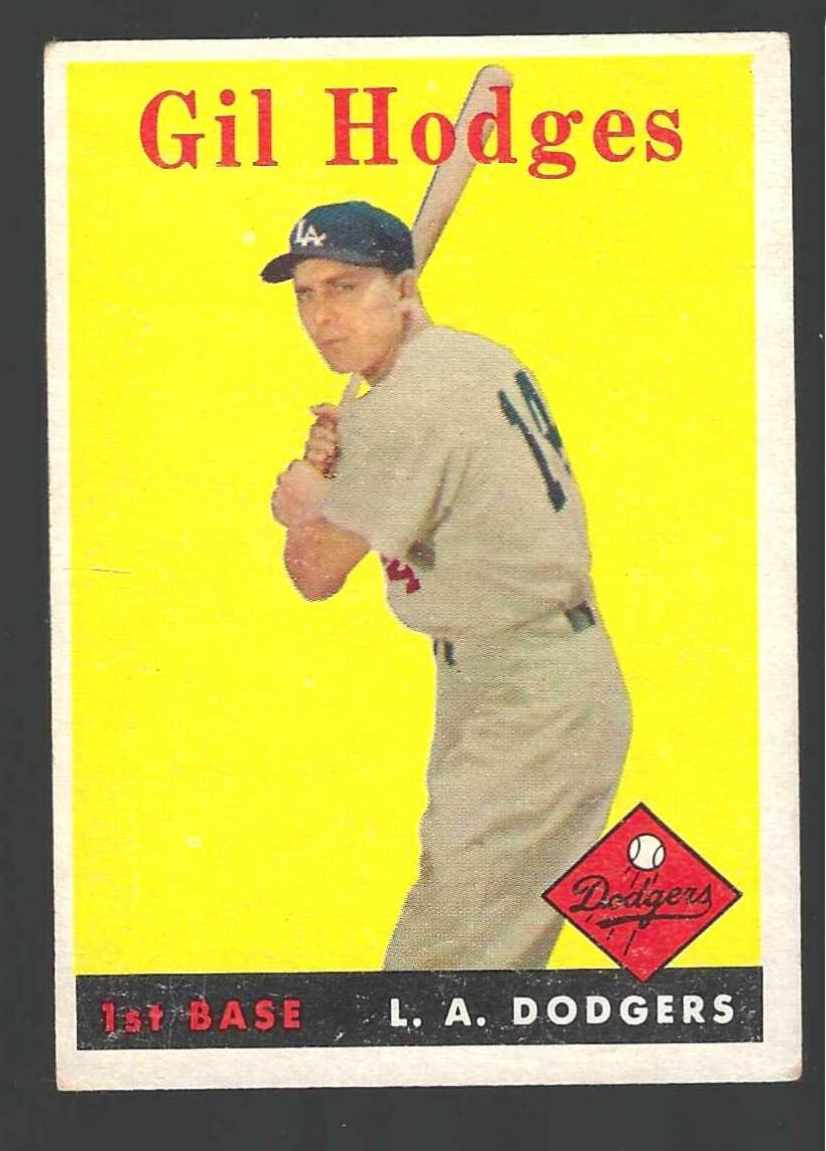 1958 Topps #162 Gil Hodges (Dodgers,HOF)  cards value