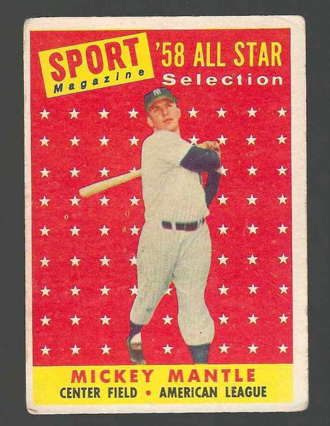 1958 Topps #487 Mickey Mantle All-Star (Yankees)  cards value