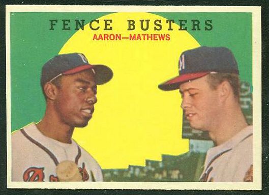 1959 Topps #212 'Fence Busters' Hank Aaron/Eddie Mathews [#] (Braves)  cards value