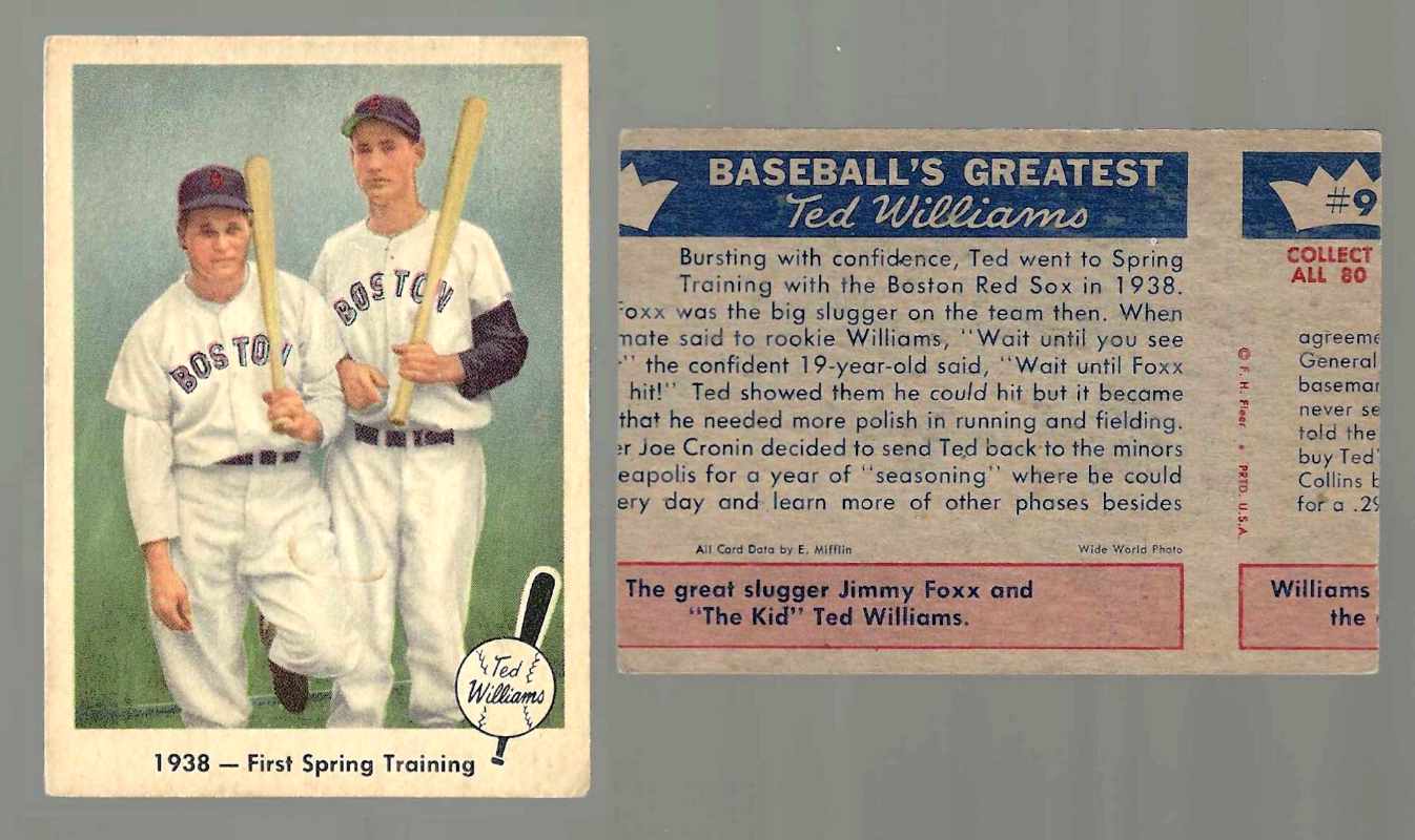 1959 Fleer Ted Williams #11 w/Jimmie Foxx '1938-First Spring Training' [#l]  cards value