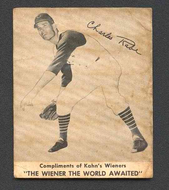 1959 Kahn's Wieners - Charlie Rabe SCARCE SHORT PRINT (Reds)  cards value