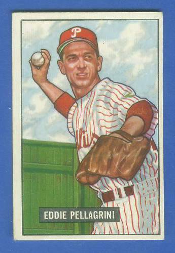 1951 Bowman #292 Eddie Pellegrini SCARCE HIGH# (Phillies)  cards value