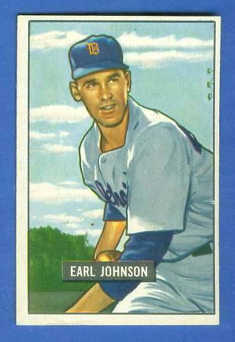 1951 Bowman #321 Earl Johnson SCARCE HIGH# (Tigers)  cards value