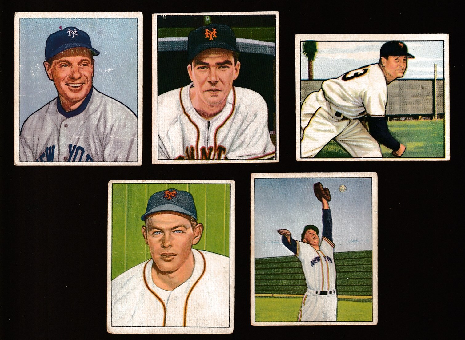 1950 Bowman  - NY GIANTS - Team Lot (9) with Leo Durocher  cards value