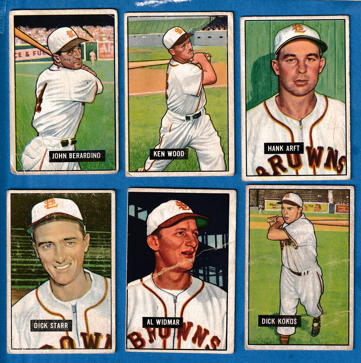 1951 Bowman  - BROWNS (St. Louis) - Starter Team Set (6 w/2 Hi#'s)  cards value