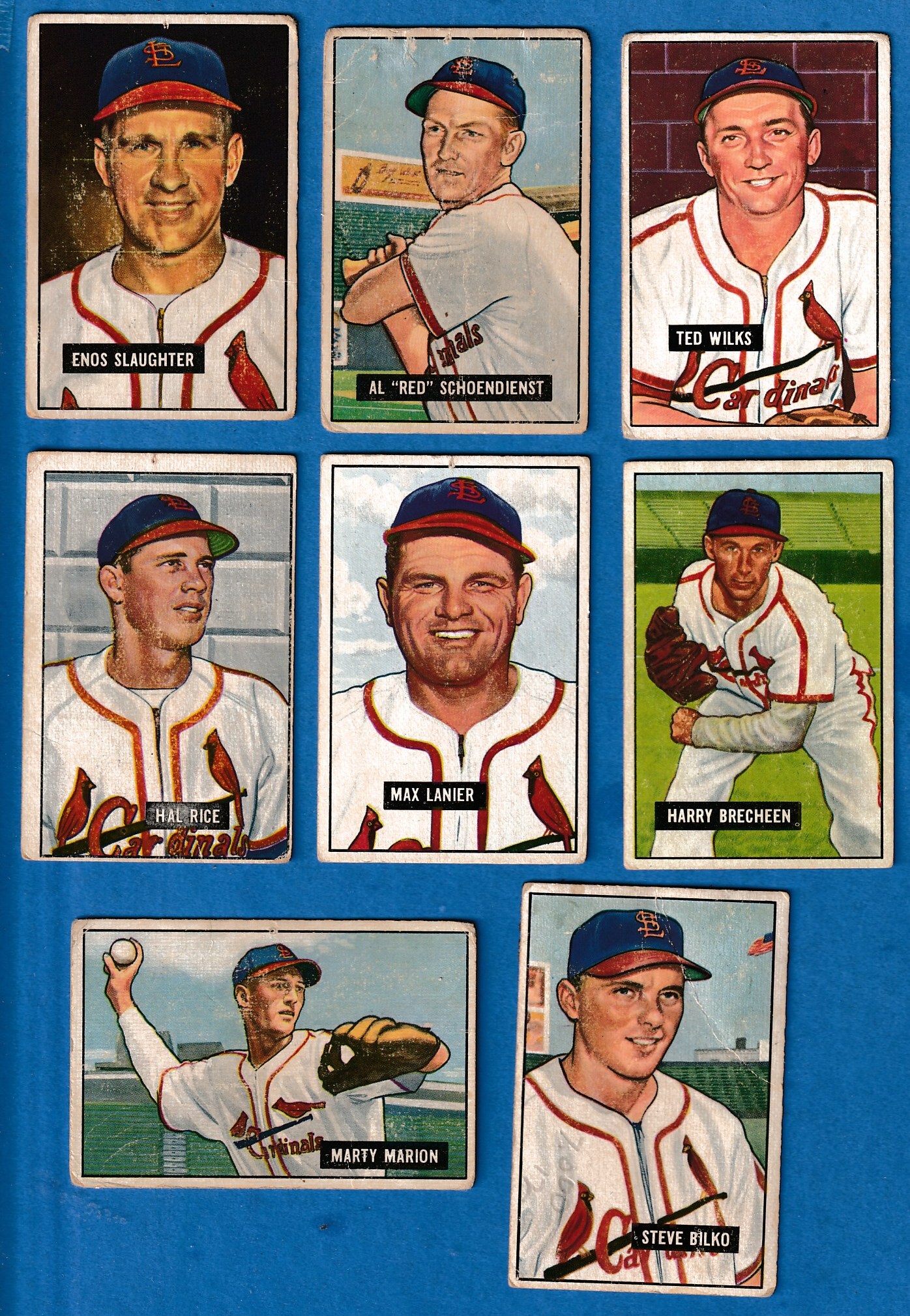 1951 Bowman  - CARDINALS - Starter Team Set (9 w/1 Hi#)  cards value