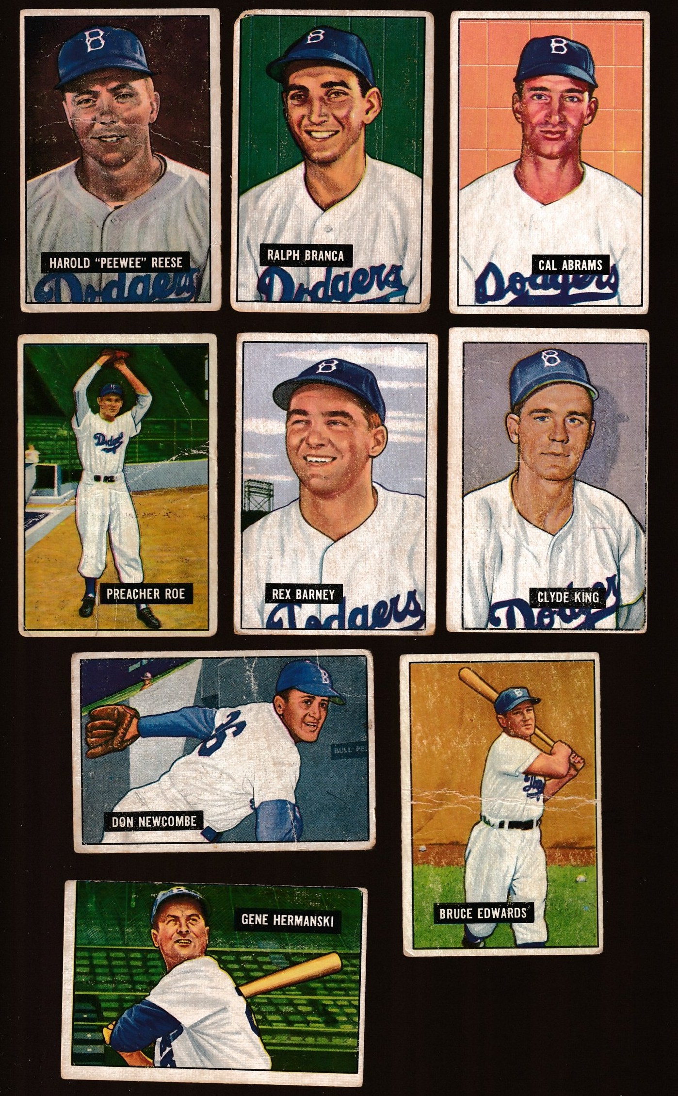 1951 Bowman  - DODGERS (Brooklyn) - Starter Team Set (9 w/STARS !!!)  cards value
