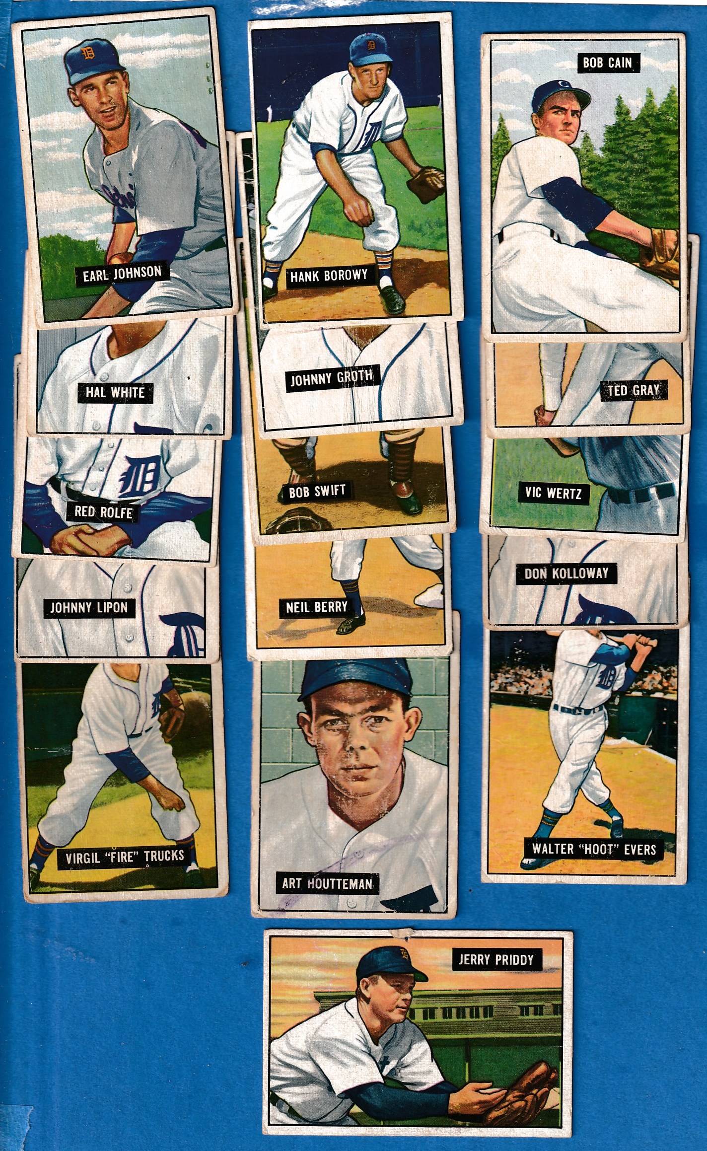 1951 Bowman  - TIGERS - Starter Team Set (19 different)  cards value