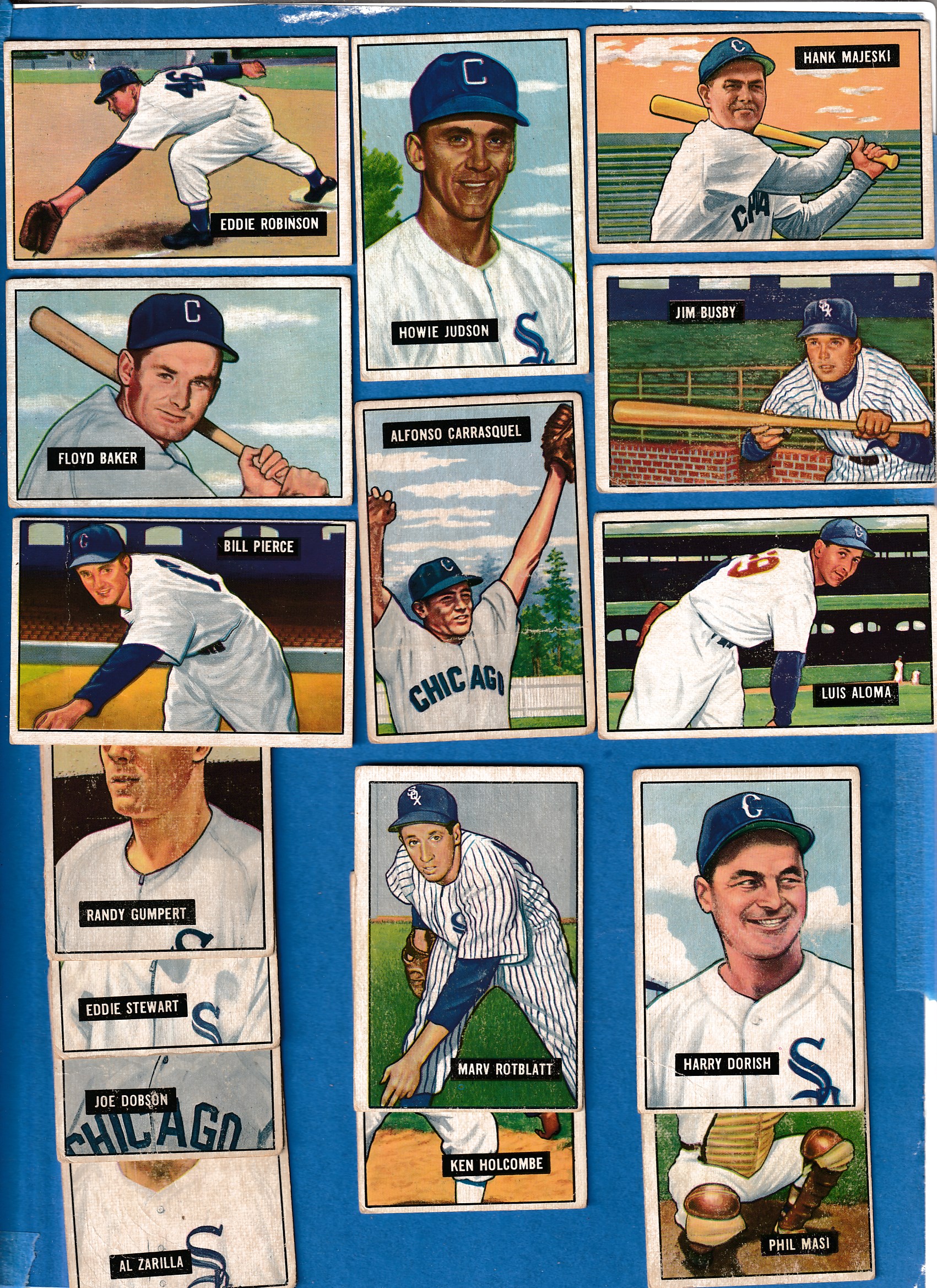 1951 Bowman  - WHITE SOX - Near Complete Team Set (17 different)  cards value