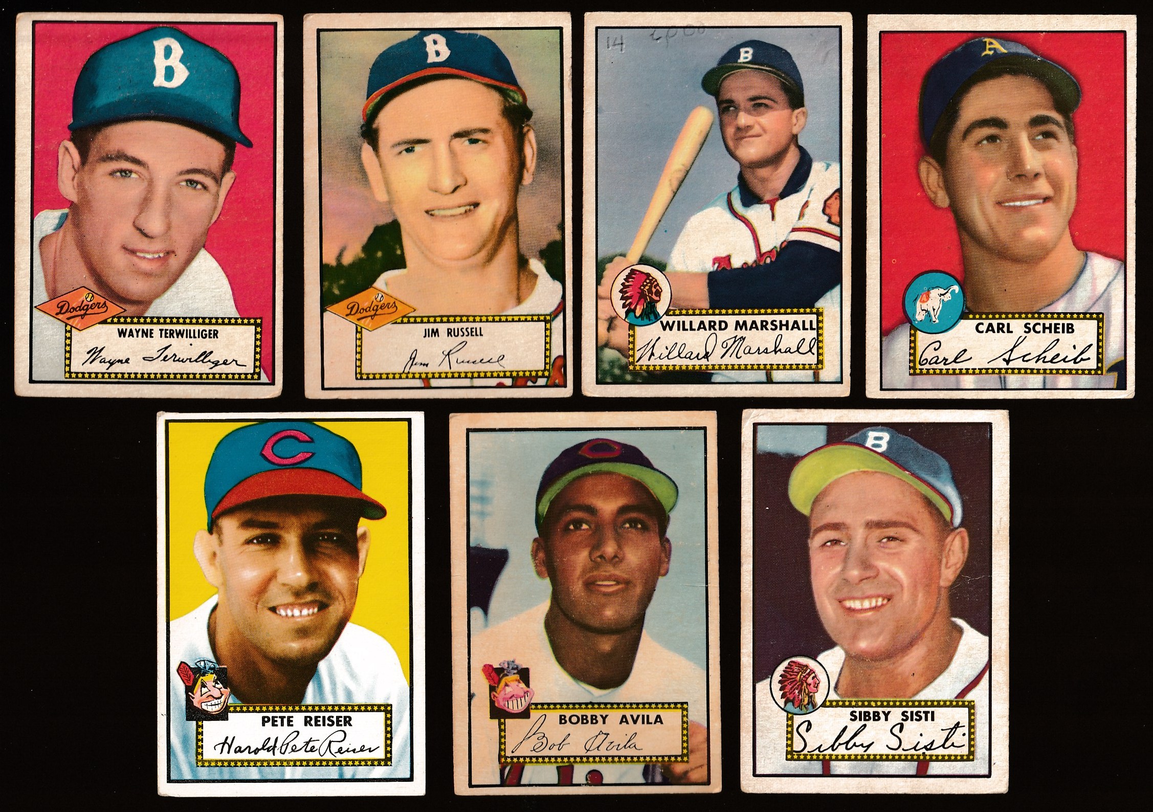 1952 Topps #  7 Wayne Terwilliger BLACK-BACK (Brooklyn Dodgers)  cards value