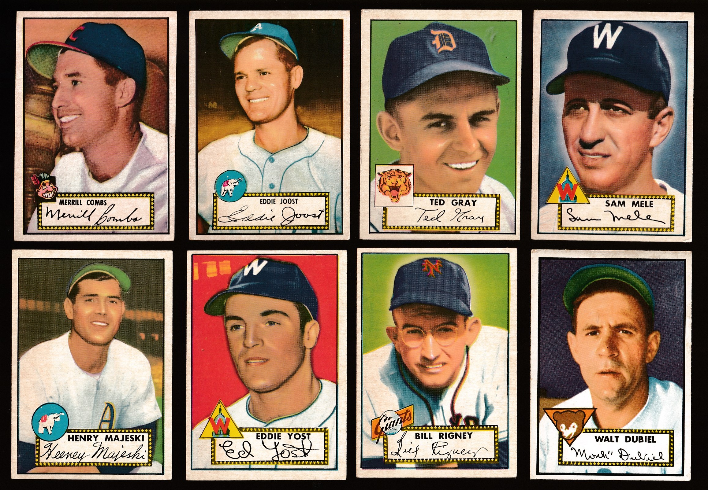 1952 Topps # 18 Merrill Combs BLACK-BACK (Indians)  cards value