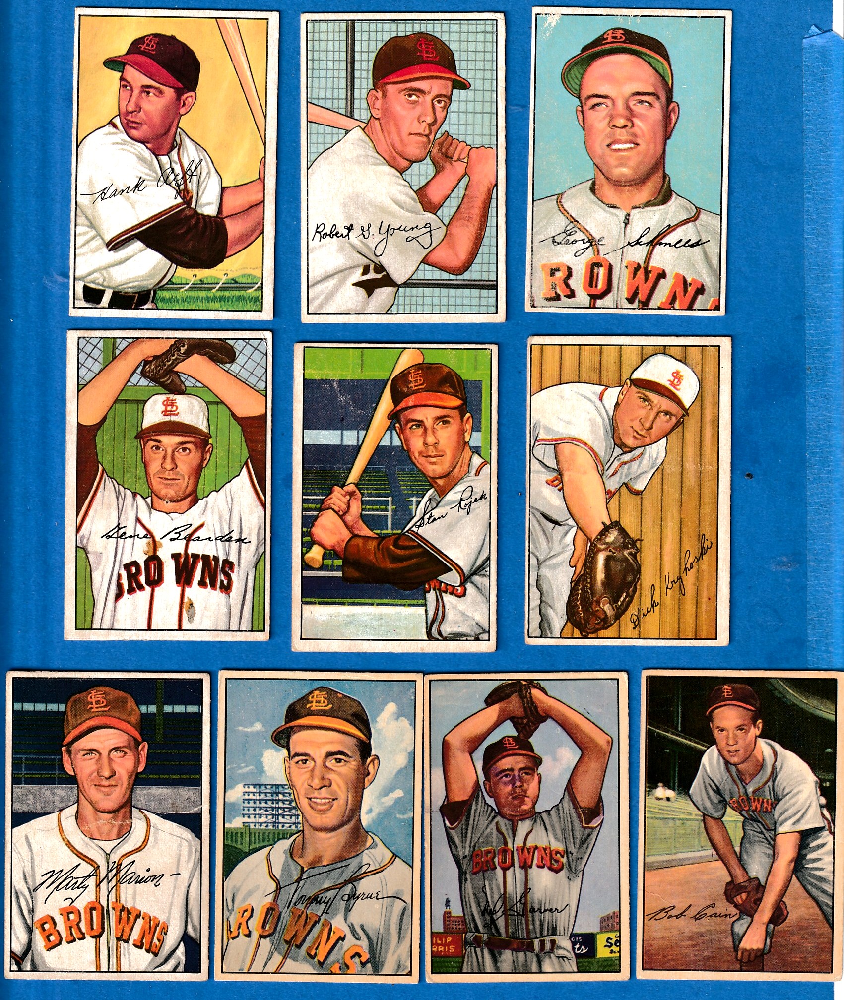 1952 Bowman  - BROWNS (St. Louis) - Near Complete Team Set/Lot (10/11)  cards value