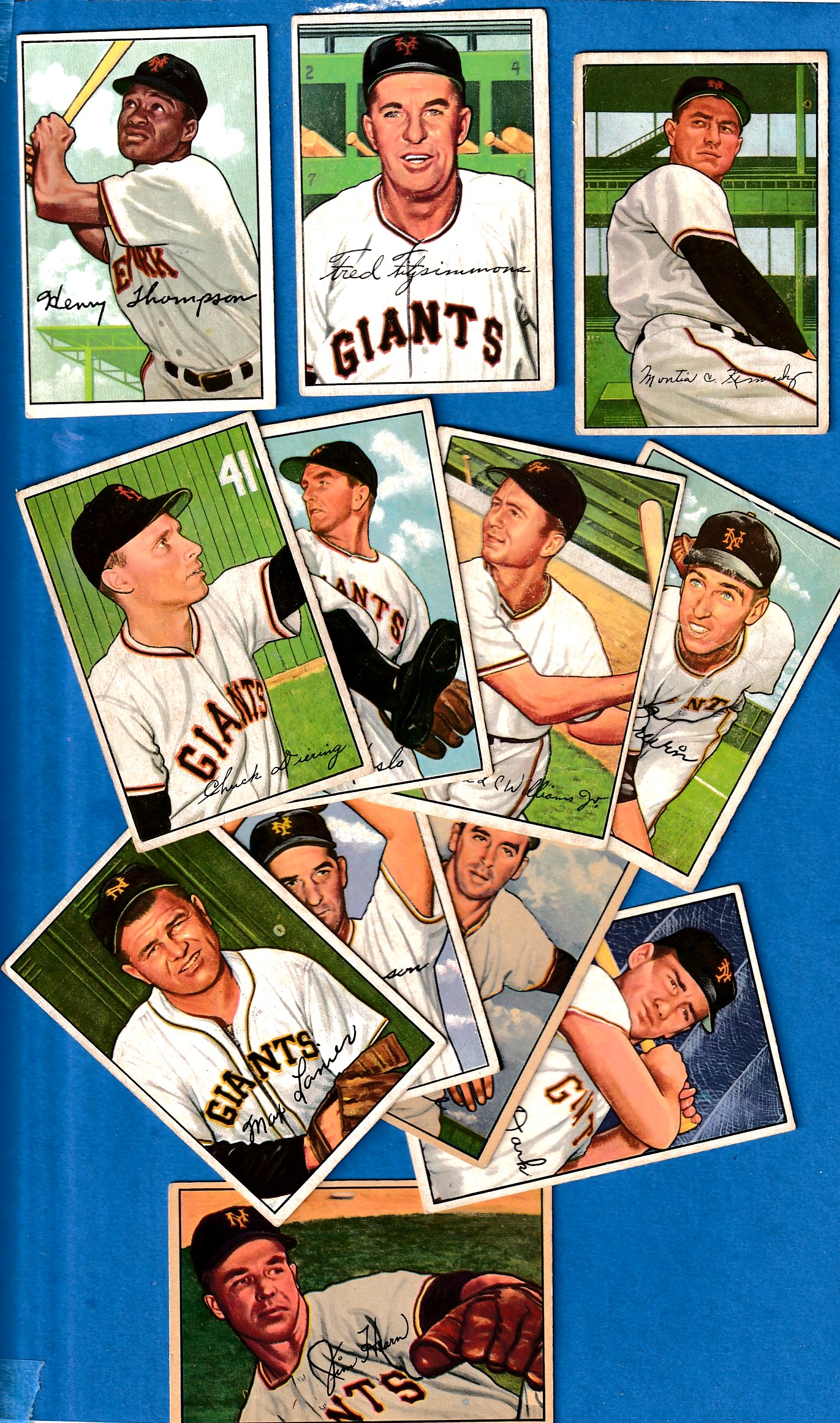 1952 Bowman  - GIANTS - Starter Team Set/Lot (13) w/Leo Durocher + 2 Hi #'s  cards value